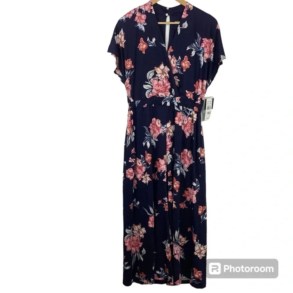 Sandra Darren Floral Cropped Jumpsuit Size Medium NWT